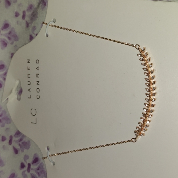 Rose gold leaf faux diamond necklace nwt
